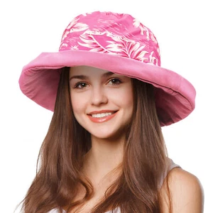 Bucket Hat for Women UV Sun Protection Wide Brim Boonie Beach Sun Hat 100%Cotton - Picture 1 of 6