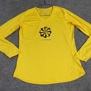 Nike Womens Shirt Large Yellow Long Sleeve LiveStrong - Picture 1 of 12