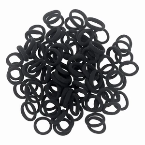 100 Pack Black Color Nylon Small Hair Ties Seamless Colorful Ponytail Holder Tod - Picture 1 of 22