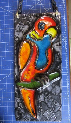 Große Keramik Wandplatte / Bild Papagei Ruscha 70er Vintage WGP 45x19 cm TOP - Bild 1 von 4