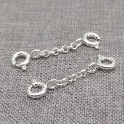 2 extensiones de cadena Rolo de plata de ley con cierre de resorte 20 mm 40 mm 60 mm 80 mm 100 mm Foto 1 de 3