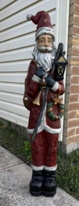 Santa Claus Folk Art Holiday Decor by Plaster Chalkware Germany 4 Ft Tall - Picture 1 of 5