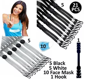 21PC Adjustable Flat Lanyard Face Mask Extender Ear Saver for Mask Strap Holder - Picture 1 of 12
