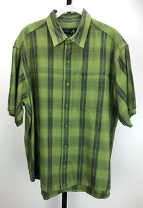 Eastern Mountain Sports Mens Short Sleeve Shirt Large Green Plaid Button Front - Picture 1 of 9