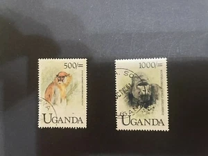 Uganda Used Stamps. Mountain Gorilla & Patas Monkey. - Picture 1 of 4
