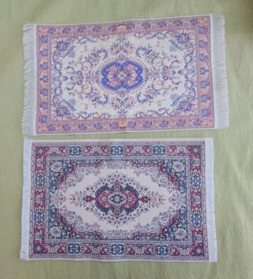 2 Large Dollhouse MINIATURE PERSIAN FRINGE CARPET RUGS Multicolor 1/12 scale - Image 1 of 4
