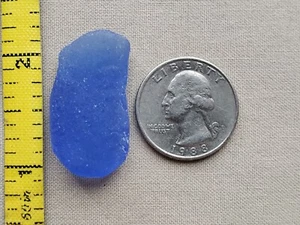 GENUINE BEACH SEA GLASS SURF TUMBLED CORNFLOWER LIGHT BLUE PENDANT FROSTED R01 - Picture 1 of 8
