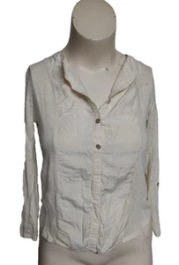 VTG. ANN TAYLOR Women Linen/Cotton/Silk 1/4 Button Pullover Blouse LG Ivory #GT - Picture 1 of 5