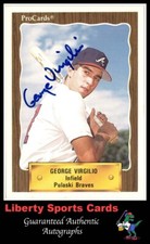 1990 ProCards George Virgilio #3089 Authentic Autographed Card Pulaski Braves