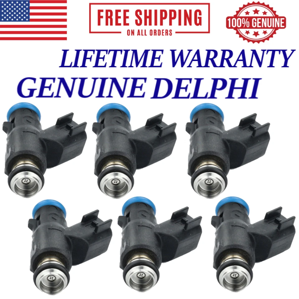 NEW PACK OF 6 OEM DELPHI FUEL INJECTORS FOR 2006-12 Hyundai & Kia 3.3L 3.8L V6 - Image 1 of 2