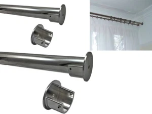 19mm / 19mm Complete Eyelet Metal Double Recess Curtain Pole Polished Chrome - Picture 1 of 1