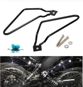 Soporte de montaje de barra de soporte para bolsa de sillín de motocicleta negro universal para Harley - Imagen 1 de 7