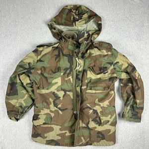 Vintage US Military Army Cold Weather Field Woodland Camo Jacket XL Regular M65 - Picture 1 of 15