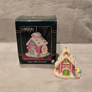 Vintagr Carlton Cards Sugar Mill Christmas Ornament Gingerbread House Glitter - Picture 1 of 11