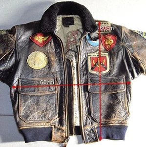 AVIREX TOPGUN Leather Jacket Patches SizeS Brown Multicolor 0064501K Authentic - Picture 1 of 16