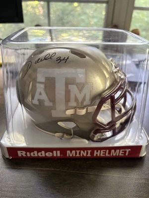 Mini capacete Dante Hall assinado Texas A&M Flash Alt. Beckett Witnessed - Imagem 1 de 4
