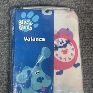 Vintage Blue's Clues Fenster Volant Kinder Dan River Tickety Tock Salz Pfeffer 2000 Neu aus altem Lagerbestand - Bild 1 von 10