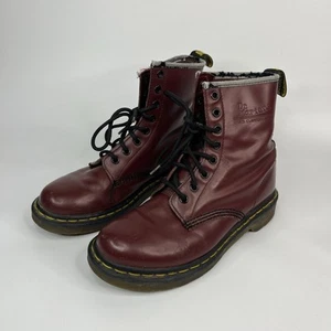 Dr. Martens Luana AW004 Airwair Combat Boots Burgundy Red Leather Women's Size 8 - Picture 1 of 9