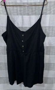 H&M Romper 1X Shorts Crinkle Lightweight Button Adjustable Straps Black - Picture 1 of 4