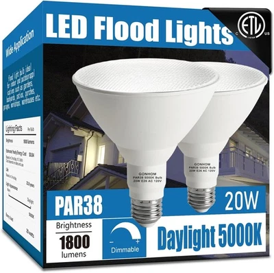Par38 led Flood Lights Outdoor Light Bulb 2 Pack,Dimmable 5000K 2 Pack, 5000k  - Image 1 of 4