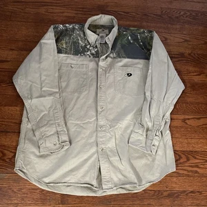 Mossy Oak Men's Camo Accent Shirt Sz 2 XL Button Front Long Sleeve - Picture 1 of 6