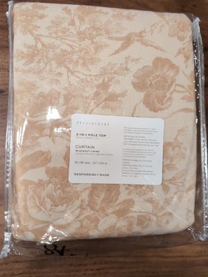 POTTERY BARN Sorrel Toile Linen Cotton Curtain-50x84"-Gold-OPEN BOX - Image 1 of 3