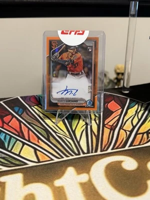 Bowman 2024 cromo Marco Luciano novato automático naranja verdadero/25 sellado Foto 1 de 2