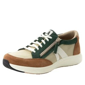 Alegria Womens Sneakers Eazeer Black Out Vegan Leather Shoes w/ Zip in Nomad - Picture 1 of 9