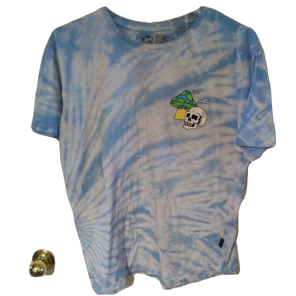 Camiseta Dikotomy DK Para Hombre L Grande LG Tie-Dye Azul Manga Corta Calavera Myshroom Foto 1 de 4