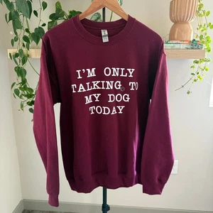 Dog Lover Sweatshirt Women M Im Only Talking to My Dog Today Fall Humor Pullover - Picture 1 of 6