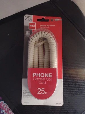 RCA Phone Handset Coil Cord Egg Shell Color TP282AR 25ft / 7. 6m - Image 1 of 2