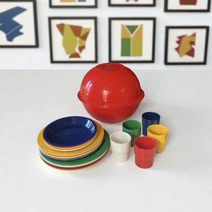 Set picnic Guzzini vintage INGRID PARTY BALL tazze piatti ciotole colorate - Foto 1 di 16