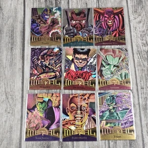 Vintage 1995 FLEER MARVEL METAL Trading Card Lot Of 9 Comics Super Skrull Thanos - Picture 1 of 17