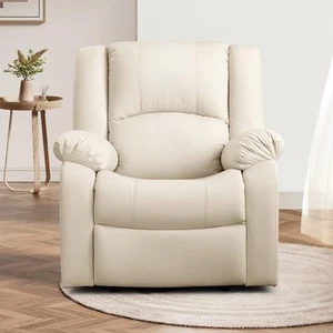 COOSLEEP Manual Recliner Chair, PU Leather Recliner Chair with Overstuffed Ar... - Picture 1 of 9