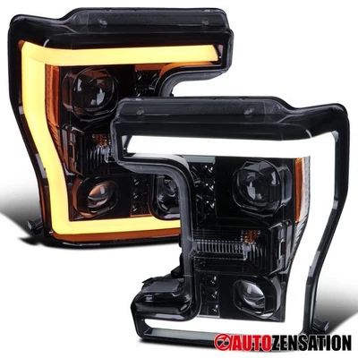 Fit 2017-2019 Ford F250 Black Smoke Projector Headlights+Switchback LED Signal - Изображение 1 из 4