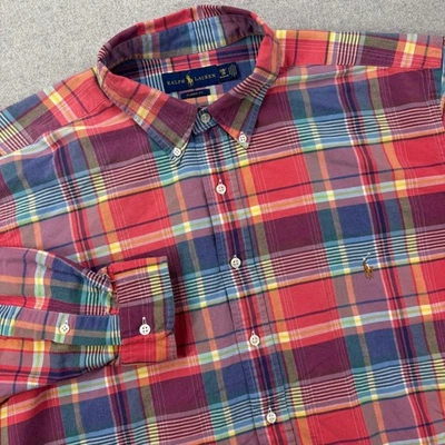 Polo Ralph Lauren Indian Madras Shirt Mens 2XB Pink Plaid Preppy SMALL FLAW - Image 1 of 4