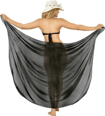 LA LEELA чистый шифона женщин надежном купальный костюм саронг пунктирной 88 «X 42» черный_1427 - Изображение 1 из 3