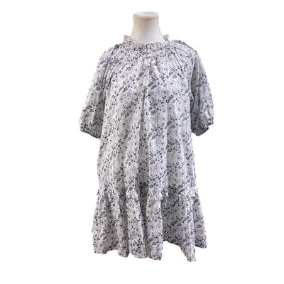 Mini Vestido Cleobella Estampado Floral Volantes Cuello En Niveles Pradera Boho Blanco S Foto 1 de 4