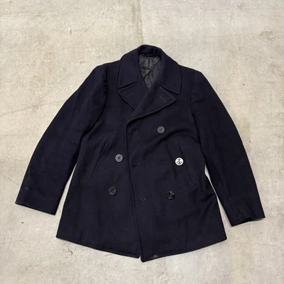 US Navy 60s Pea Coat Wool Double Breasted Anchor Buttons 36R Mens - Image 1 of 4