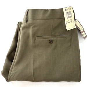 Haggar eCLO Repreve Stria Anzughose plissiert Herren 36 x 32 khaki bügelfrei NEU $ 70 - Bild 1 von 10