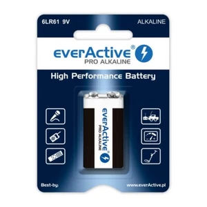 everActive 9V Pro Alkaline Battery - 6LR61 PP3 LR22 MN1604 HR9V E-BLOCK Square - Picture 1 of 2