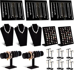 22 Pcs Velvet Jewelry Display Set Jewelry Display for Selling Necklace Stand Bra - Picture 1 of 7