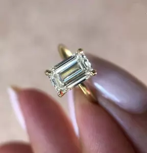Diamond Engagement Ring Emerald Cut VS1 F 2 Ct AGI Certified Labcreated 14K Gold - Picture 1 of 13