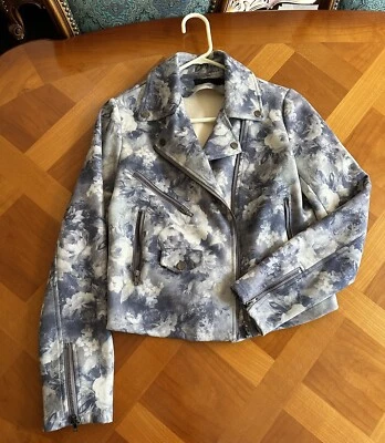 MONARC女式S紫色花卉摩托夹克秋季女性前卫 — 第 1/4 张图片