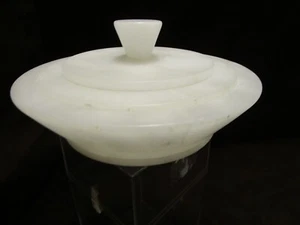 Barattolo ciotola con coperchio in pietra naturale alabastro vintage 7" x 3,25" Italia Art Decò S - Foto 1 di 24