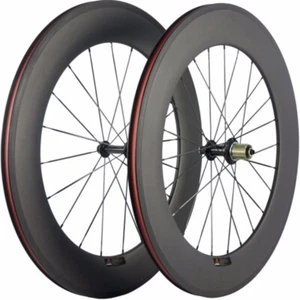 700C Road Bicycle Carbon Fiber Wheelset 88mm Clincher V Brake Racing Bike Wheels - Picture 1 of 9