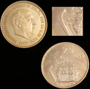 *GUTSE* FRANCO-5, 25 PESETAS 1957*73, PLUS, PROOF. - Picture 1 of 1