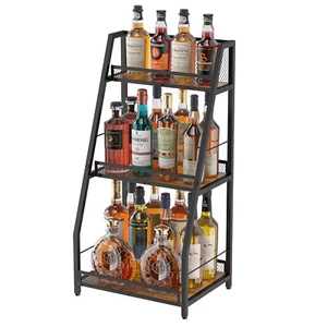 3-Tier Trapezoid Liquor Stand for Home Bar, Stepped Wine Racks Freestanding F... - Picture 1 of 7