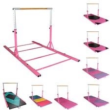 Gymnastics Bar Horizontal Kip Bar + Gymnastics Tumbling Mat For Junior Training