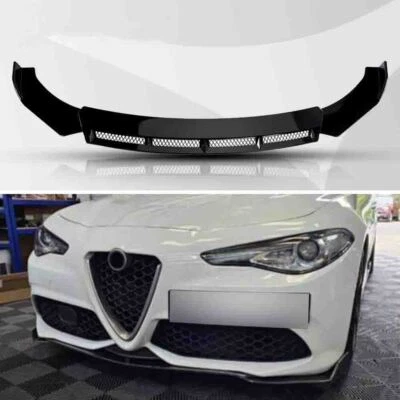 For Alfa Romeo Giulia Glossy Black Front Bumper Lip Spoiler Splitter Cover Set Foto 1 de 4